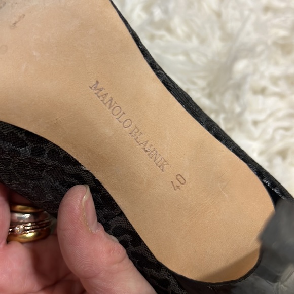 🌟Manolo Blahnik Black Gray Leopard Pointed Toe Heel Size 40 - Picture 6 of 8